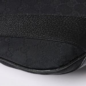 GUCCI グッチ GGキャンバスワンショルダーバッグ ホーボー ハンドバッグ ブラックレザー 124357 美品 中古 4a003512