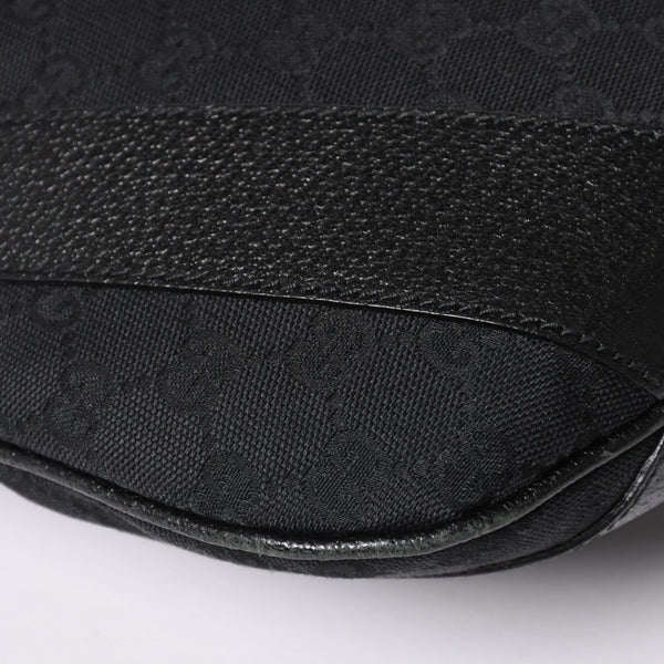 GUCCI グッチ GGキャンバスワンショルダーバッグ ホーボー ハンドバッグ ブラックレザー 124357 美品 中古 4a003512