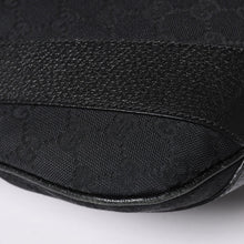 Load image into Gallery viewer, GUCCI グッチ GGキャンバスワンショルダーバッグ ホーボー ハンドバッグ ブラックレザー 124357 美品 中古 4a003512