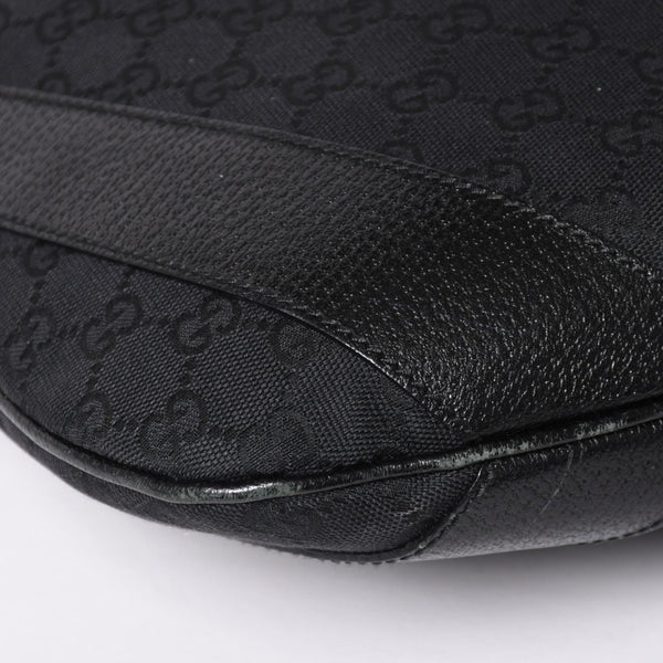 GUCCI グッチ GGキャンバスワンショルダーバッグ ホーボー ハンドバッグ ブラックレザー 124357 美品 中古 4a003512