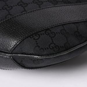 GUCCI グッチ GGキャンバスワンショルダーバッグ ホーボー ハンドバッグ ブラックレザー 124357 美品 中古 4a003512