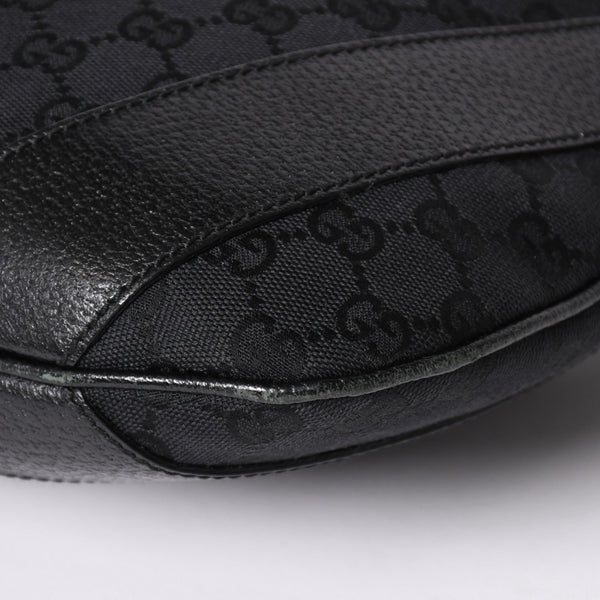 GUCCI グッチ GGキャンバスワンショルダーバッグ ホーボー ハンドバッグ ブラックレザー 124357 美品 中古 4a003512
