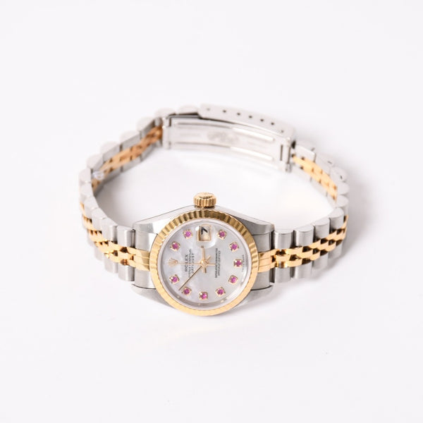 極美品 ROLEX ロレックス Datejust デイトジャスト 26mm 腕時計 79173NGR 重量57.63g 自動巻 SS/18KYG ルビー 白蝶貝文字盤 中古 4a003446