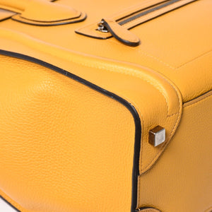 極美品 CELINE セリーヌ ラゲージマイクロショッパー ショルダーバッグ ハンドバッグ フィービー期 イエロー カーフスキン スエード シルバー金具 廃盤 中古 4a003452