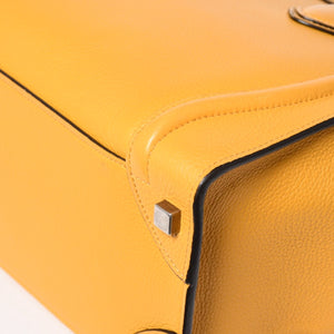 極美品 CELINE セリーヌ ラゲージマイクロショッパー ショルダーバッグ ハンドバッグ フィービー期 イエロー カーフスキン スエード シルバー金具 廃盤 中古 4a003452