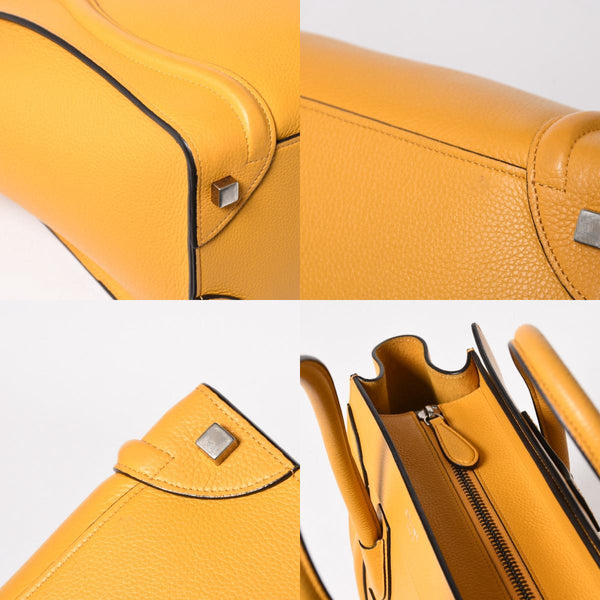 極美品 CELINE セリーヌ ラゲージマイクロショッパー ショルダーバッグ ハンドバッグ フィービー期 イエロー カーフスキン スエード シルバー金具 廃盤 中古 4a003452