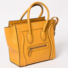 画像をギャラリービューアに読み込む, 極美品 CELINE セリーヌ ラゲージマイクロショッパー ショルダーバッグ ハンドバッグ フィービー期 イエロー カーフスキン スエード シルバー金具 廃盤 中古 4a003452