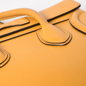 極美品 CELINE セリーヌ ラゲージマイクロショッパー ショルダーバッグ ハンドバッグ フィービー期 イエロー カーフスキン スエード シルバー金具 廃盤 中古 4a003452