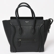 画像をギャラリービューアに読み込む, 極美品 CELINE セリーヌ ラゲージマイクロショッパー ショルダーバッグ ハンドバッグ フィービー期 ブラック カーフスキン シルバー金具 廃盤 中古 4a003454