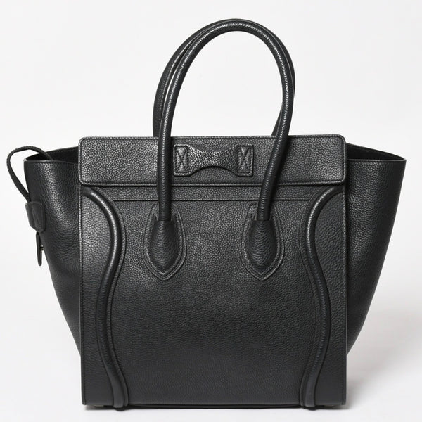 極美品 CELINE セリーヌ ラゲージマイクロショッパー ショルダーバッグ ハンドバッグ フィービー期 ブラック カーフスキン シルバー金具 廃盤 中古 4a003454
