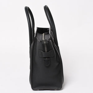 極美品 CELINE セリーヌ ラゲージマイクロショッパー ショルダーバッグ ハンドバッグ フィービー期 ブラック カーフスキン シルバー金具 廃盤 中古 4a003454