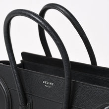 画像をギャラリービューアに読み込む, 極美品 CELINE セリーヌ ラゲージマイクロショッパー ショルダーバッグ ハンドバッグ フィービー期 ブラック カーフスキン シルバー金具 廃盤 中古 4a003454