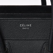 画像をギャラリービューアに読み込む, 極美品 CELINE セリーヌ ラゲージマイクロショッパー ショルダーバッグ ハンドバッグ フィービー期 ブラック カーフスキン シルバー金具 廃盤 中古 4a003454