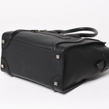 画像をギャラリービューアに読み込む, 極美品 CELINE セリーヌ ラゲージマイクロショッパー ショルダーバッグ ハンドバッグ フィービー期 ブラック カーフスキン シルバー金具 廃盤 中古 4a003454