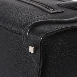 極美品 CELINE セリーヌ ラゲージマイクロショッパー ショルダーバッグ ハンドバッグ フィービー期 ブラック カーフスキン シルバー金具 廃盤 中古 4a003454