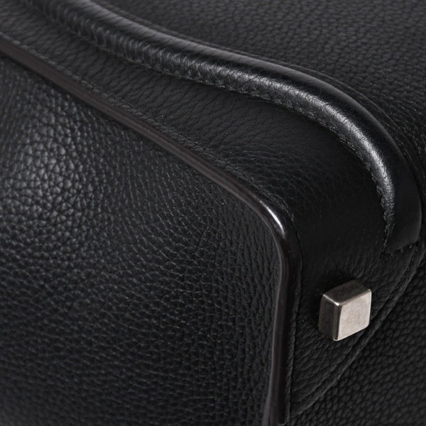 極美品 CELINE セリーヌ ラゲージマイクロショッパー ショルダーバッグ ハンドバッグ フィービー期 ブラック カーフスキン シルバー金具 廃盤 中古 4a003454