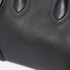 極美品 CELINE セリーヌ ラゲージマイクロショッパー ショルダーバッグ ハンドバッグ フィービー期 ブラック カーフスキン シルバー金具 廃盤 中古 4a003454