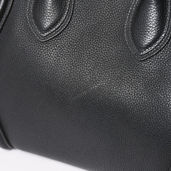 極美品 CELINE セリーヌ ラゲージマイクロショッパー ショルダーバッグ ハンドバッグ フィービー期 ブラック カーフスキン シルバー金具 廃盤 中古 4a003454