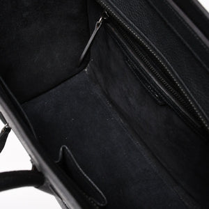 極美品 CELINE セリーヌ ラゲージマイクロショッパー ショルダーバッグ ハンドバッグ フィービー期 ブラック カーフスキン シルバー金具 廃盤 中古 4a003454