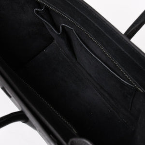 極美品 CELINE セリーヌ ラゲージマイクロショッパー ショルダーバッグ ハンドバッグ フィービー期 ブラック カーフスキン シルバー金具 廃盤 中古 4a003454