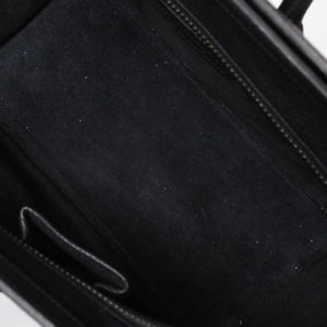 極美品 CELINE セリーヌ ラゲージマイクロショッパー ショルダーバッグ ハンドバッグ フィービー期 ブラック カーフスキン シルバー金具 廃盤 中古 4a003454