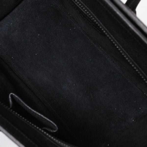 極美品 CELINE セリーヌ ラゲージマイクロショッパー ショルダーバッグ ハンドバッグ フィービー期 ブラック カーフスキン シルバー金具 廃盤 中古 4a003454