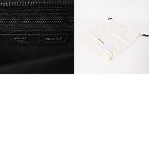 極美品 CELINE セリーヌ ラゲージマイクロショッパー ショルダーバッグ ハンドバッグ フィービー期 ブラック カーフスキン シルバー金具 廃盤 中古 4a003454