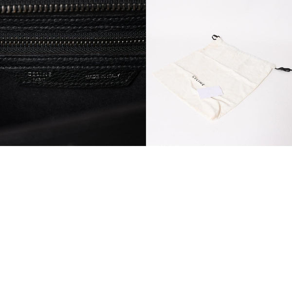 極美品 CELINE セリーヌ ラゲージマイクロショッパー ショルダーバッグ ハンドバッグ フィービー期 ブラック カーフスキン シルバー金具 廃盤 中古 4a003454