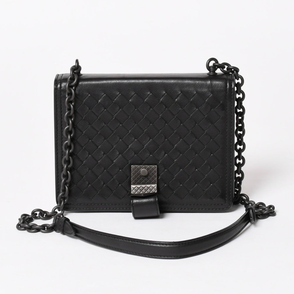 BOTTEGA VENETA ボッテガヴェネタ イントレチャート ショルダーバッグ チェーンショルダーバッグ WS13615 ブラック 美品 中古 4a003455