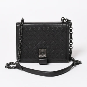 BOTTEGA VENETA ボッテガヴェネタ イントレチャート ショルダーバッグ チェーンショルダーバッグ WS13615 ブラック 美品 中古 4a003455