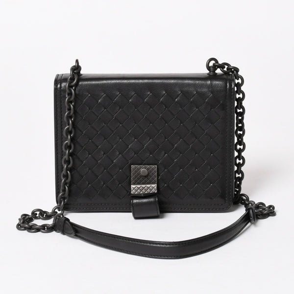 BOTTEGA VENETA ボッテガヴェネタ イントレチャート ショルダーバッグ チェーンショルダーバッグ WS13615 ブラック 美品 中古 4a003455