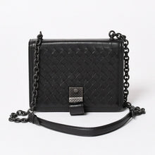 画像をギャラリービューアに読み込む, BOTTEGA VENETA ボッテガヴェネタ イントレチャート ショルダーバッグ チェーンショルダーバッグ WS13615 ブラック 美品 中古 4a003455