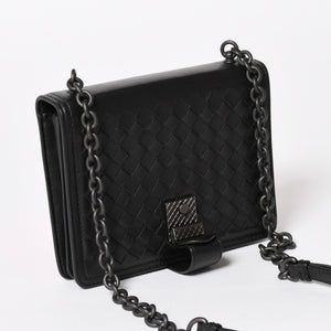 BOTTEGA VENETA ボッテガヴェネタ イントレチャート ショルダーバッグ チェーンショルダーバッグ WS13615 ブラック 美品 中古 4a003455