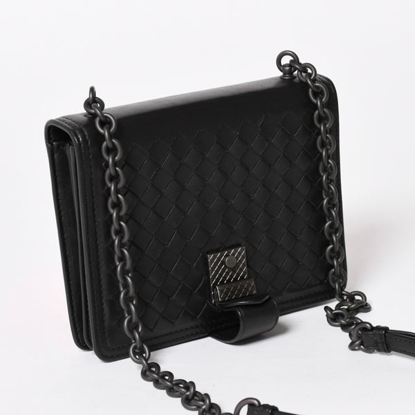 BOTTEGA VENETA ボッテガヴェネタ イントレチャート ショルダーバッグ チェーンショルダーバッグ WS13615 ブラック 美品 中古 4a003455