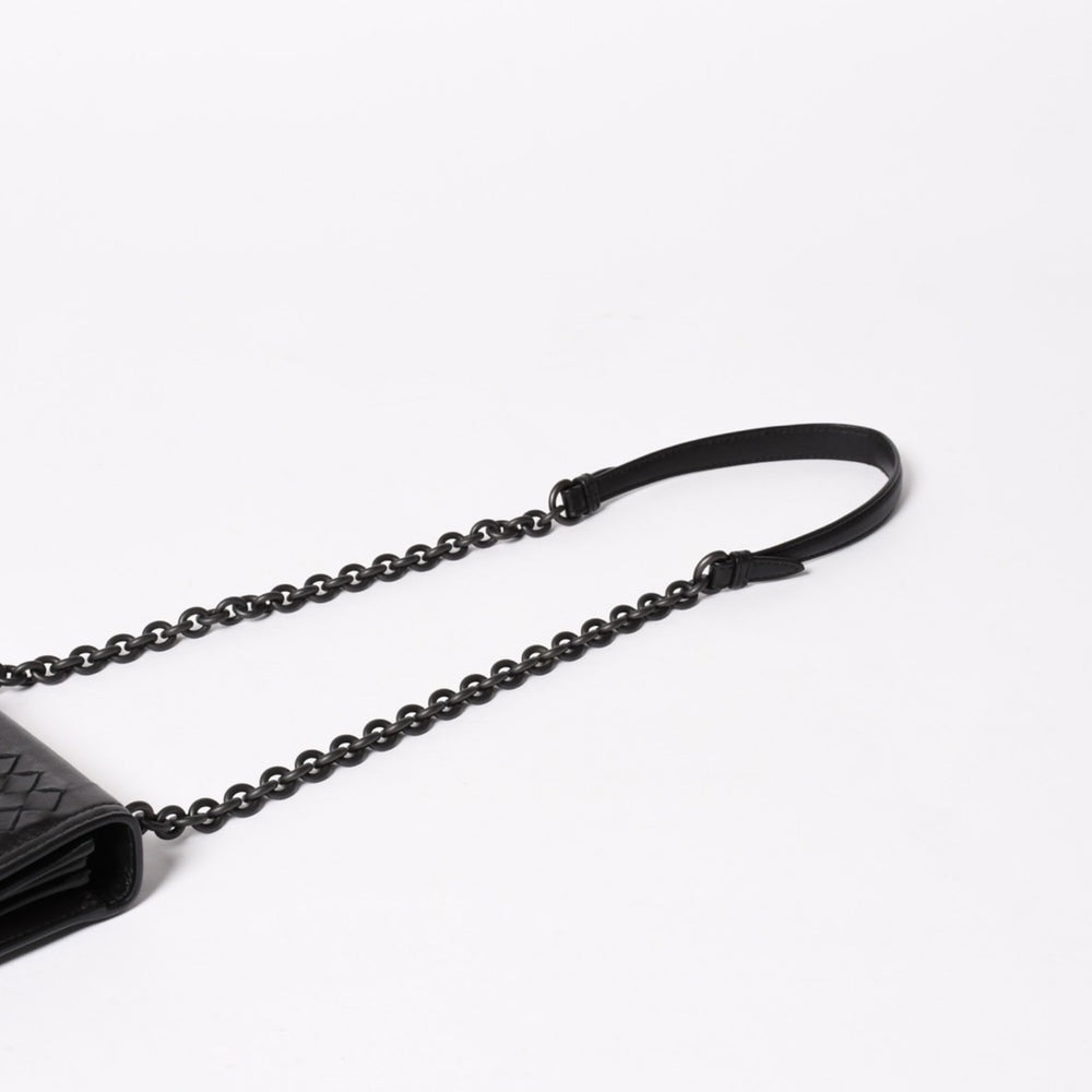BOTTEGA VENETA ボッテガヴェネタ イントレチャート ショルダーバッグ チェーンショルダーバッグ WS13615 ブラック 美品 中古 4a003455