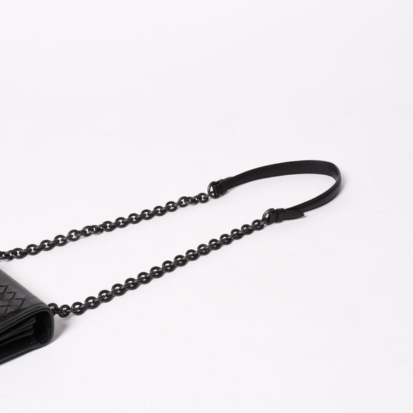 BOTTEGA VENETA ボッテガヴェネタ イントレチャート ショルダーバッグ チェーンショルダーバッグ WS13615 ブラック 美品 中古 4a003455
