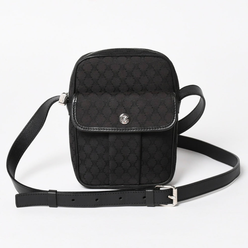 極美品 CELINE セリーヌ ショルダーバッグ CE00/23 Shoulder Bag マカダム Macadam ブラック Black シルバー金具 中古 4a004974