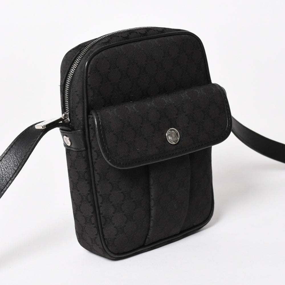 Very good condition CELINE Shoulder bag CE00/23 Shoulder Bag Macadam Black Silver metal fittings Used 4a004974