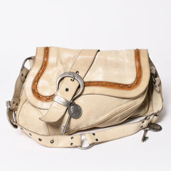 Christian Dior クリスチャンディオール ガウチョサドルバッグ ショルダーバッグ 05-MA-0066 ガリアーノ期 2006SS レザー ベージュ 美品 中古 4a003549