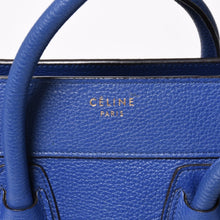 Load image into Gallery viewer, CELINE セリーヌ ラゲージマイクロショッパー ショルダーバッグ ハンドバッグ フィービー期 廃盤 インディゴブルー カーフスキン スエード ゴールド金具 美品 中古 4a003459