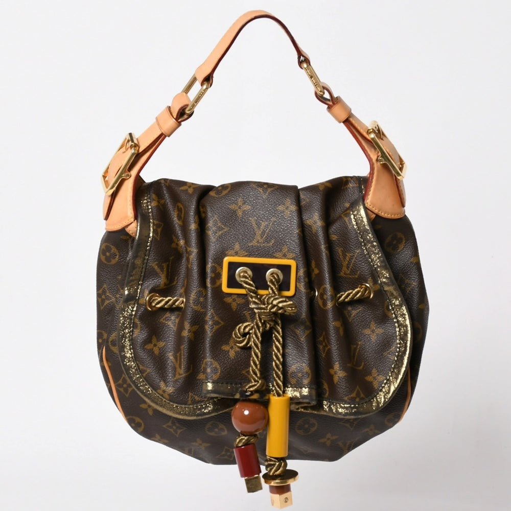 LOUIS VUITTON ルイヴィトン モノグラム カラハリ PM ハンドバッグ M97016 モノグラムキャンバス ヌメ革 ドローストリング メタルチャーム 美品 中古 4a003468