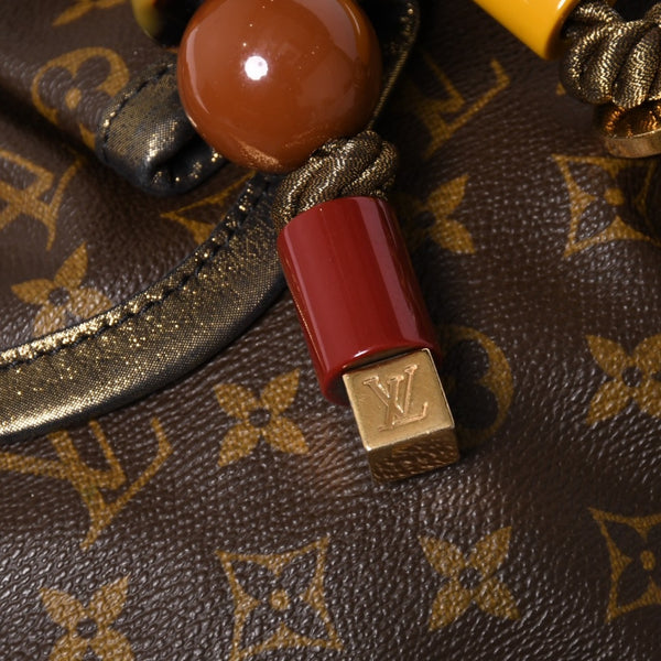 LOUIS VUITTON Monogram Kalahari PM Handbag M97016 Monogram Canvas Tanned Leather Drawstring Metal Charm Good Condition Used 4a003468