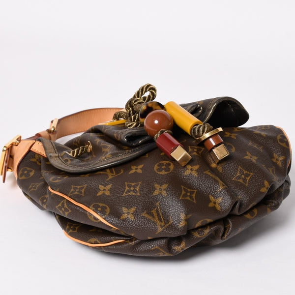LOUIS VUITTON Monogram Kalahari PM Handbag M97016 Monogram Canvas Tanned Leather Drawstring Metal Charm Good Condition Used 4a003468