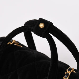 極美品 CHANEL シャネル マトラッセ ベルベット ミニボーリング2wayバッグ ランダム番台 ベルベット レザー ブラック ゴールド金具 中古 4a003656