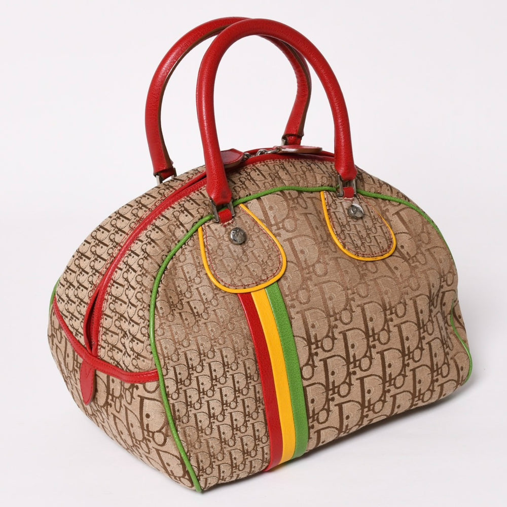 Very Good Condition Christian Dior Handbag 08RU-0064 Rasta Color Beige Trotter Galliano Period Used 4a003670