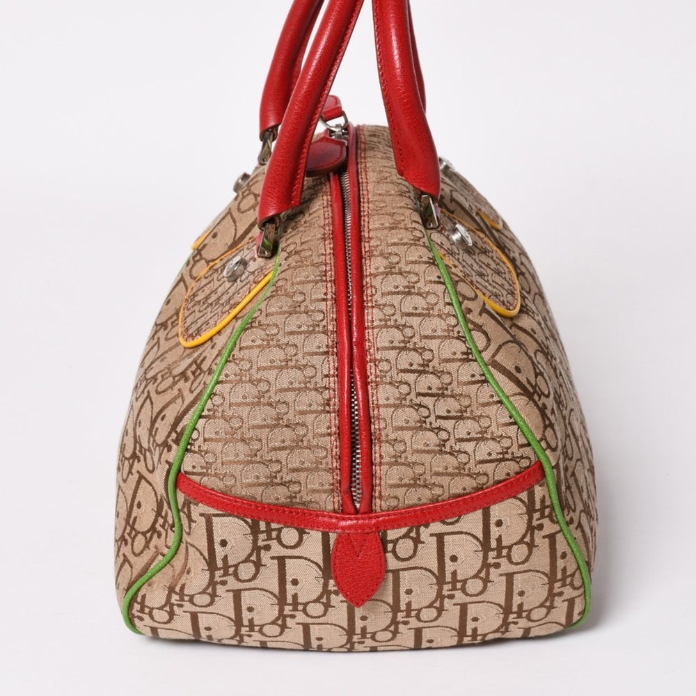 Very Good Condition Christian Dior Handbag 08RU-0064 Rasta Color Beige Trotter Galliano Period Used 4a003670