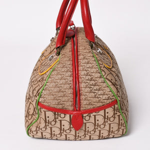 Very Good Condition Christian Dior Handbag 08RU-0064 Rasta Color Beige Trotter Galliano Period Used 4a003670
