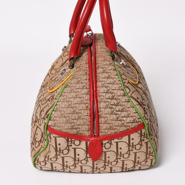 Very Good Condition Christian Dior Handbag 08RU-0064 Rasta Color Beige Trotter Galliano Period Used 4a003670