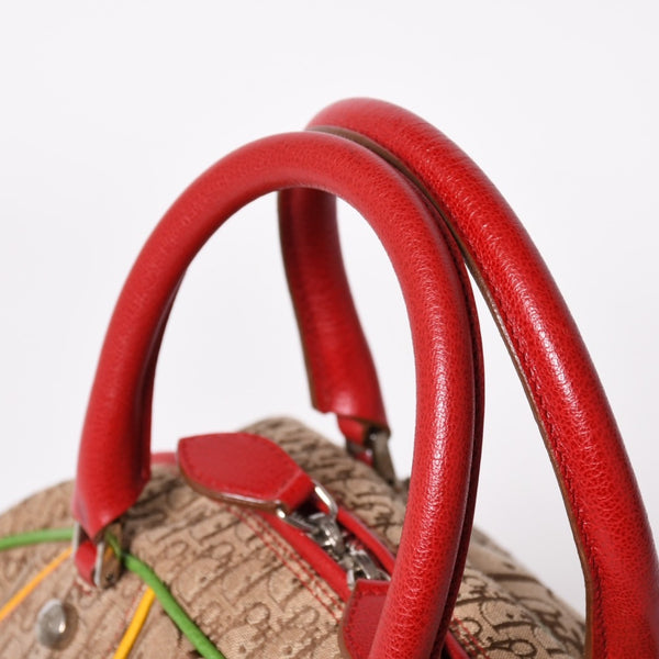 Very Good Condition Christian Dior Handbag 08RU-0064 Rasta Color Beige Trotter Galliano Period Used 4a003670