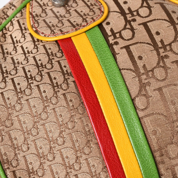 Very Good Condition Christian Dior Handbag 08RU-0064 Rasta Color Beige Trotter Galliano Period Used 4a003670